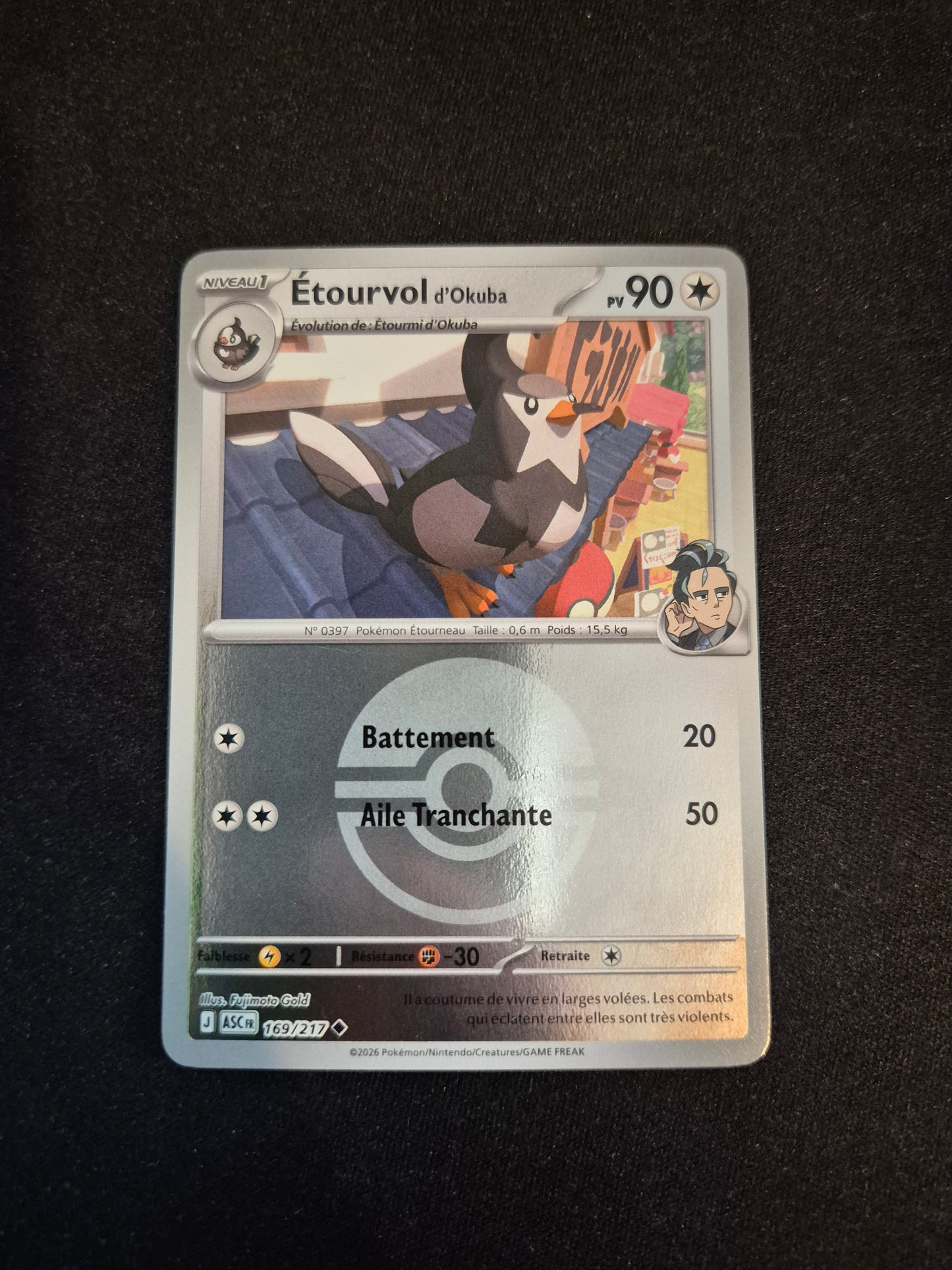 Carte Pokémon Etourvol Reverse Pokéball 169/217 ME2.5 Héros Transcendants