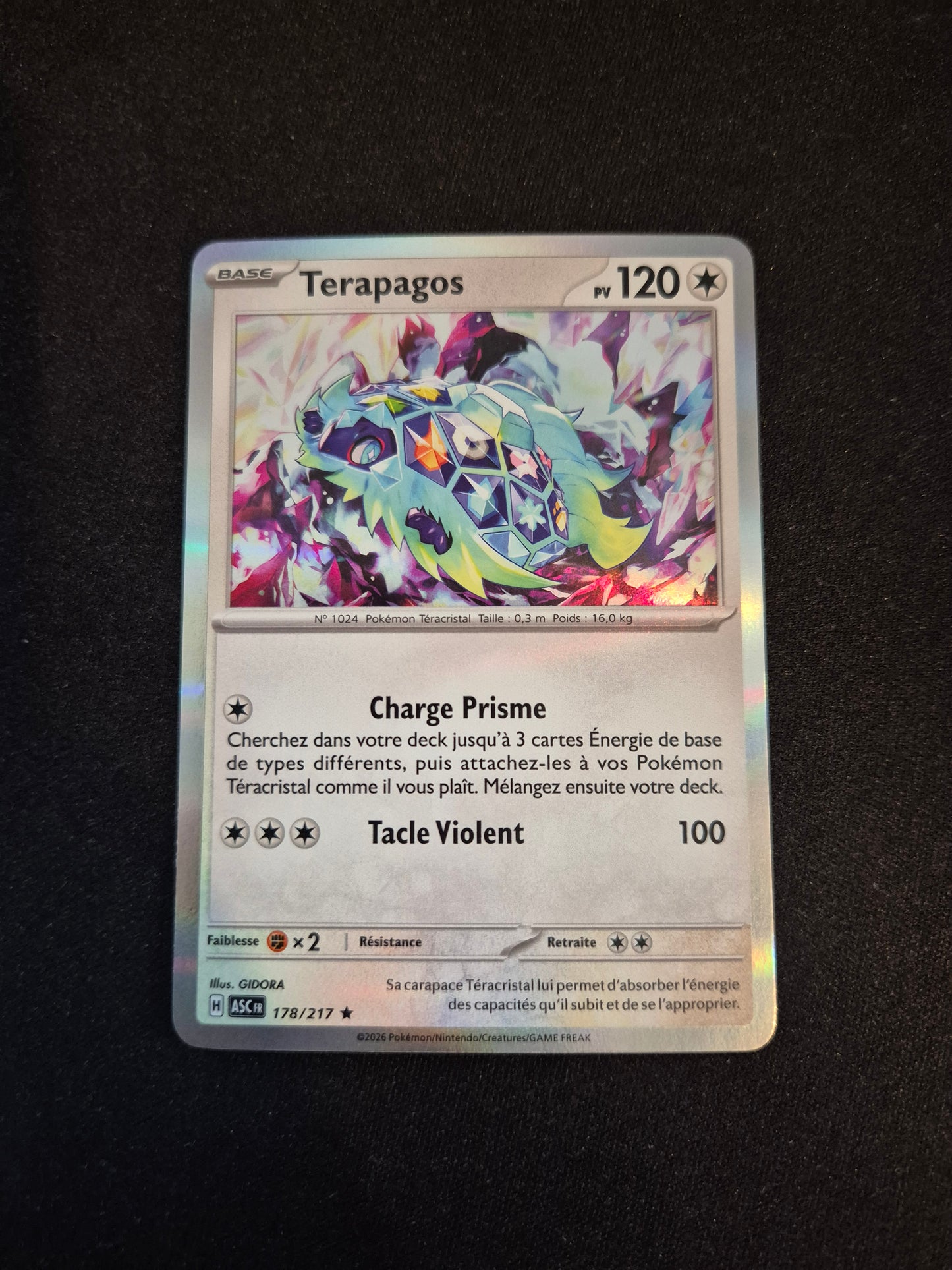 Carte Pokémon Terapagos Holo 178/217 ME2.5 Héros Transcendants