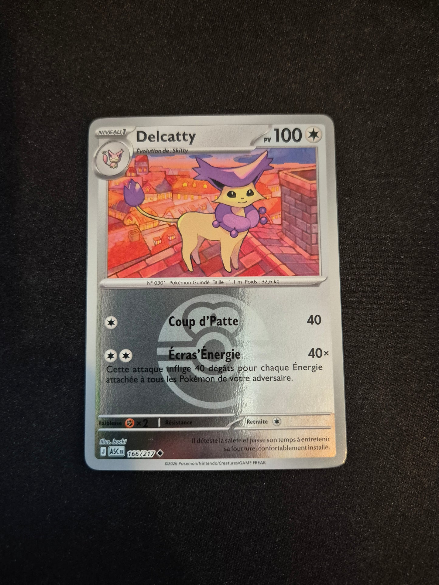 Carte Pokémon Delcatty Reverse Pokéball 166/217 ME2.5 Héros Transcendants