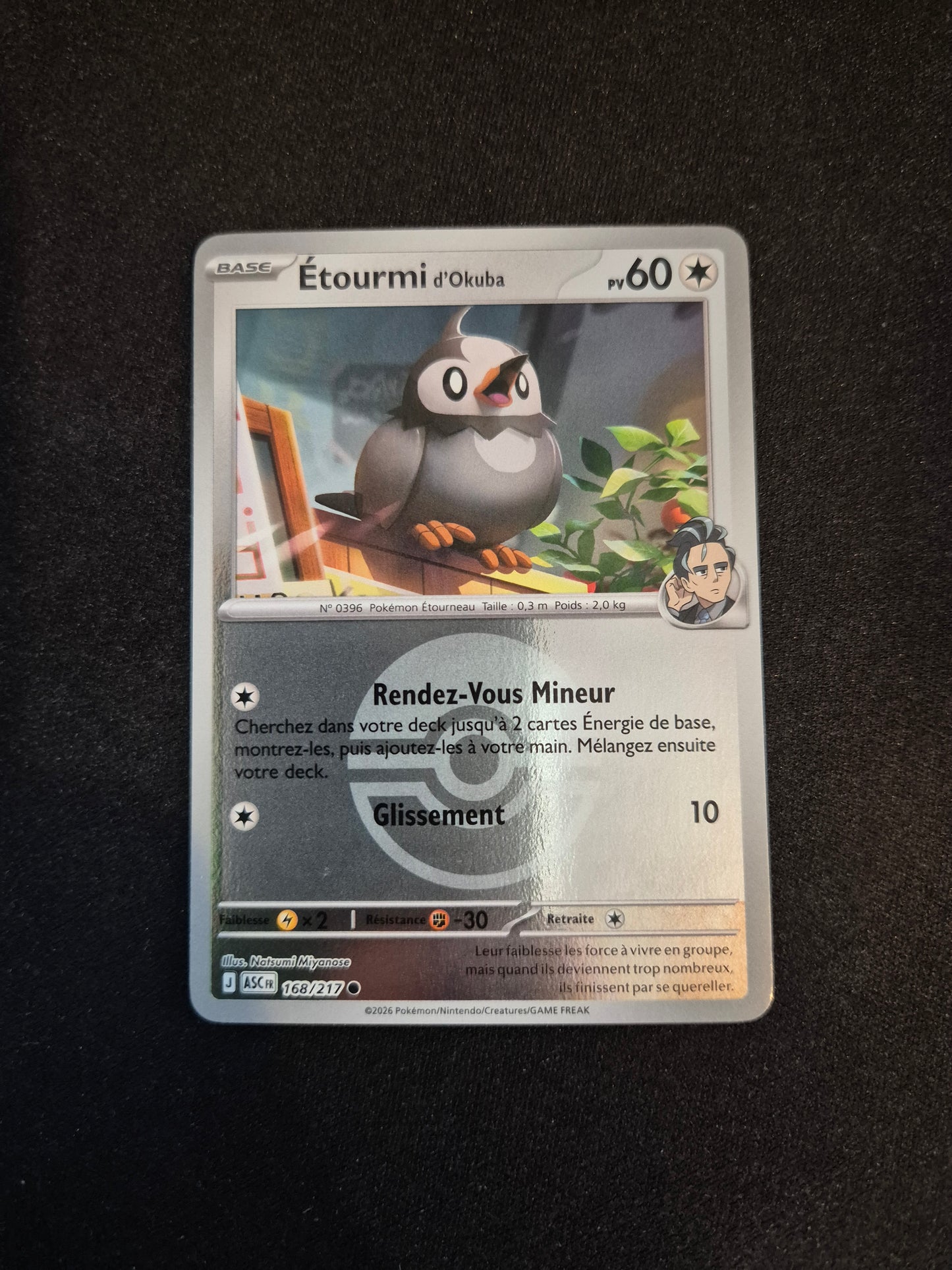 Carte Pokémon Etourni Reverse Pokéball 168/217 ME2.5 Héros Transcendants
