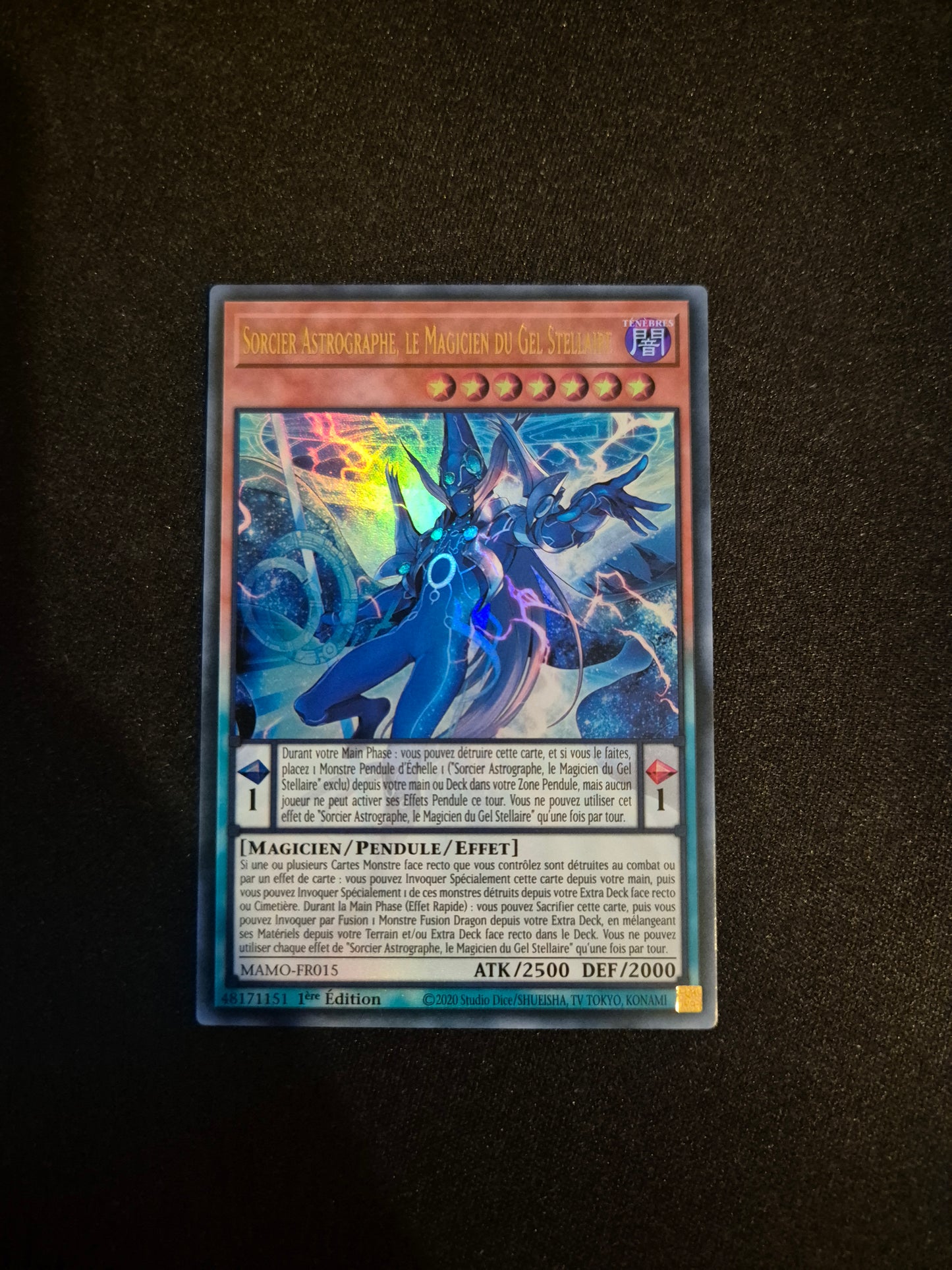 Carte Yu-Gi-Oh! Sorcier Astrographe Le Magicien du Gel Stellaire UItra Rare MAMO-FR015