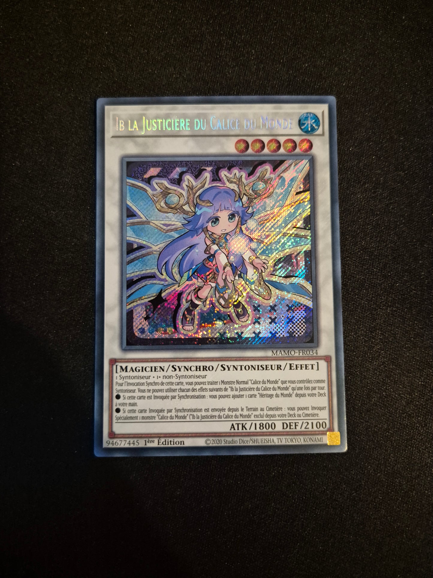 Carte Yu-Gi-Oh! IB La Justicière du Calice du Monde Secret Rare MAMO-FR034
