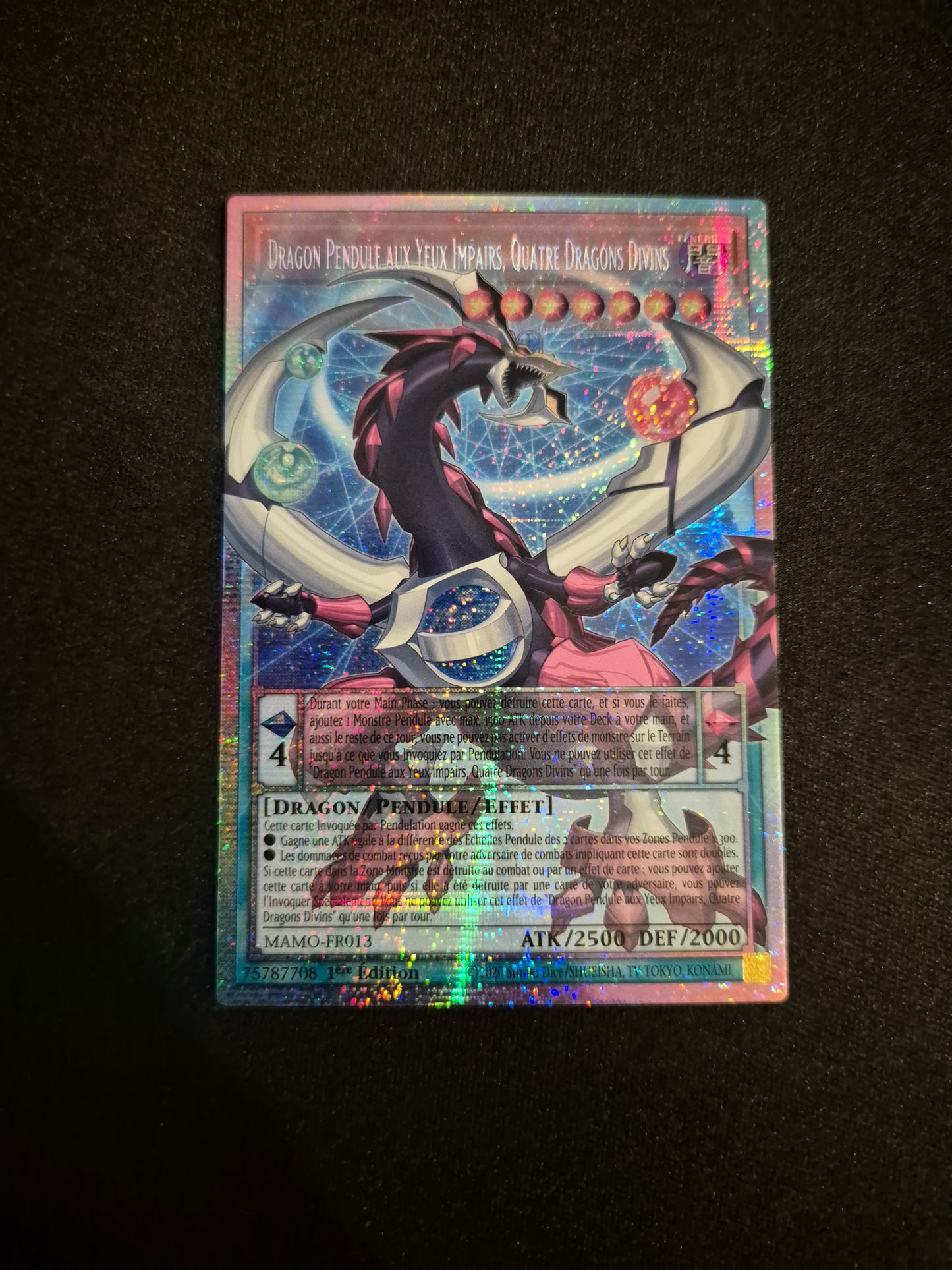Carte Yu-Gi-Oh! Dragon Pendule aux Yeux Impairs Quatre Dragons Divins Extented Art Starlight Rare MAMO-FR013