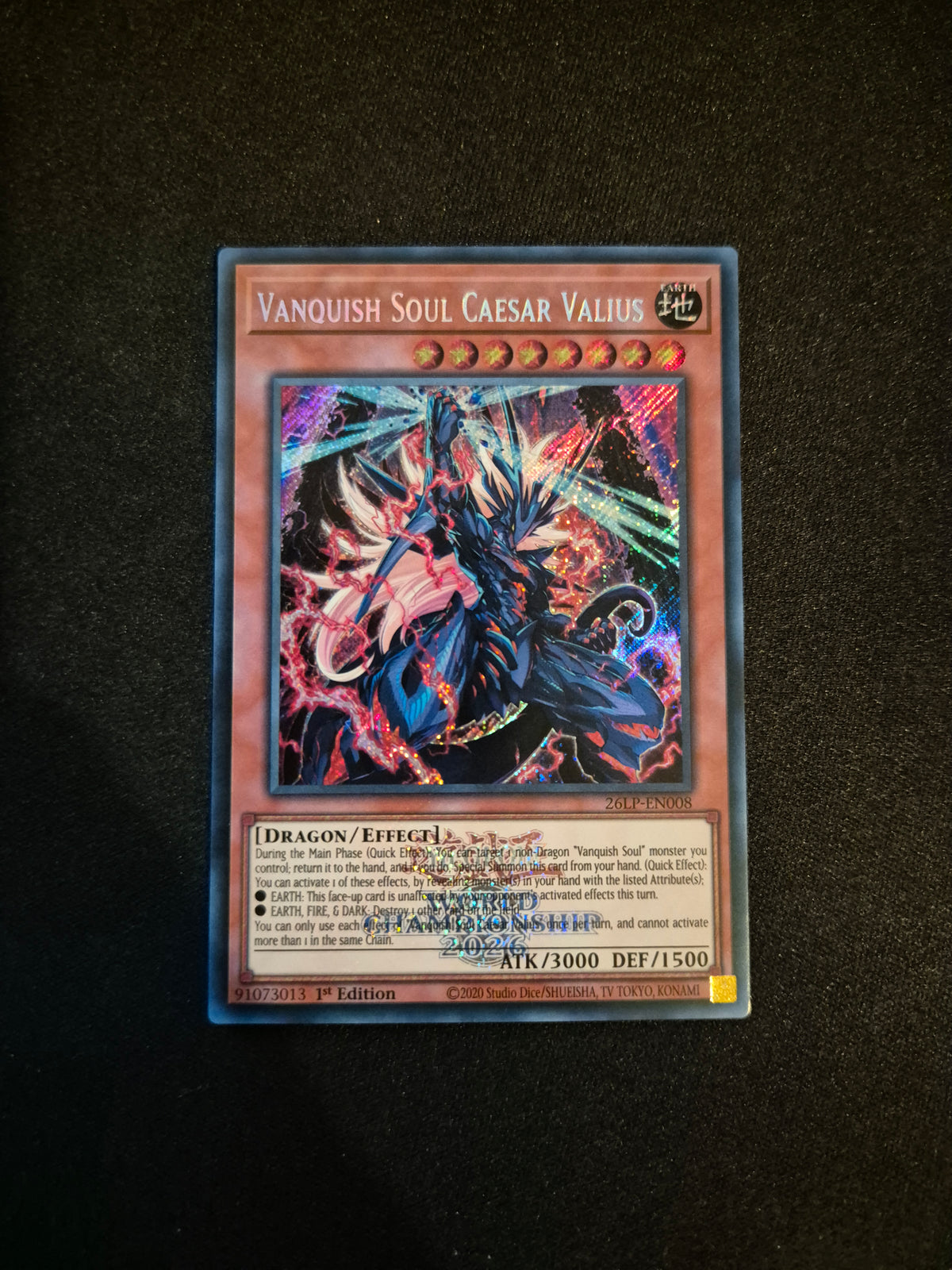 Carte Yu-Gi-Oh! Vanquish Soul Caesar Valius Emblazoned Secret Rare 26LP-EN008