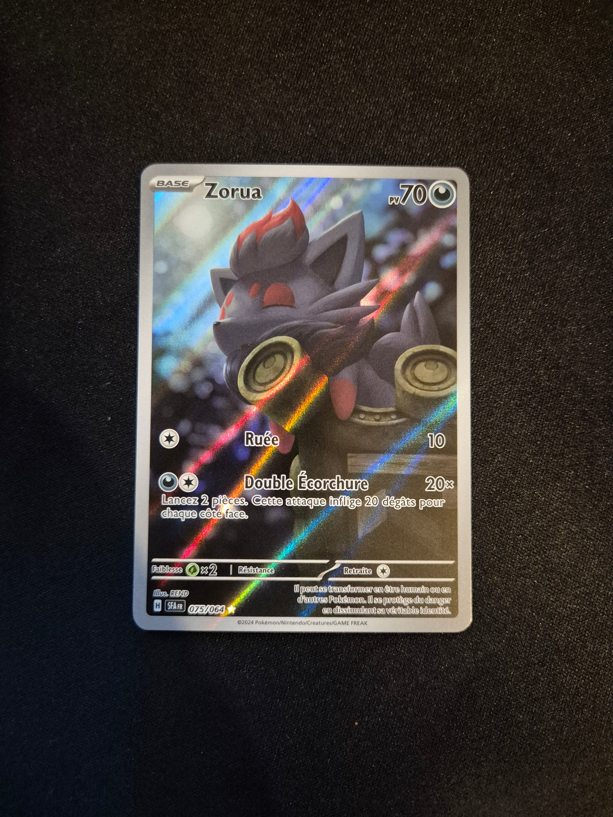 Carte Pokémon Zorua Art Rare AR 075/064 EV6.5 Fable Nébuleuse