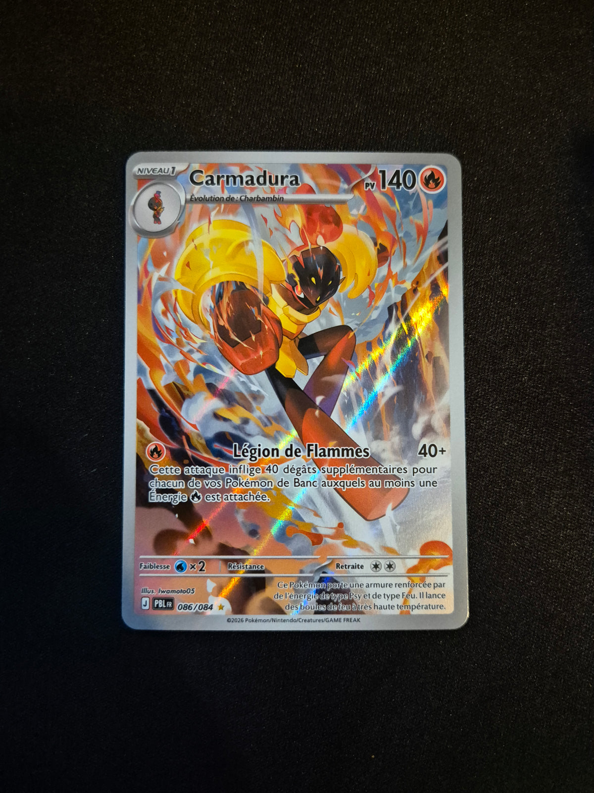Carte Pokémon Carmadura Art Rare AR 086/084 ME05 Nuit Noire