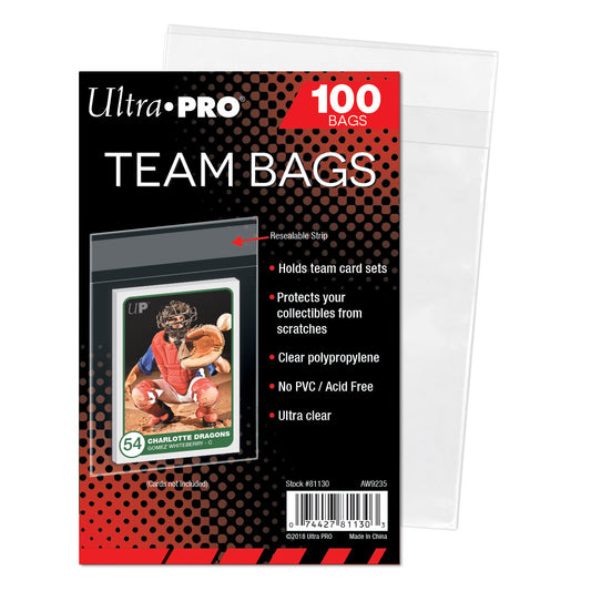 Ultra Pro : 100 Sacs refermables pour cartes (85x 98mm) - Team Bags