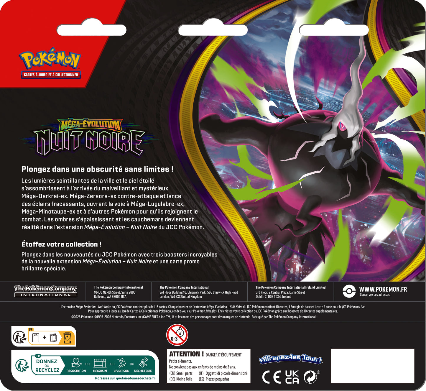 Pokémon JCC - Pack de 3 Boosters ME05 Méga-Évolution Nuit Noire Opermine - FR