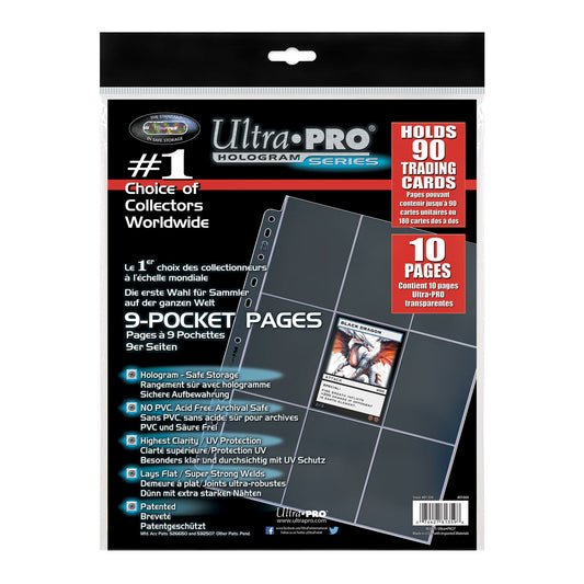 Ultra Pro : Pack de 10 pages à 9 pochettes Platinum Hologram Series (180 cartes)