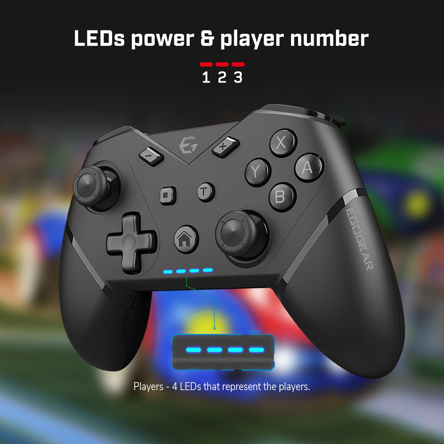 EgoGear  Manette sans fil Bluetooth SC20 Noire pour Nintendo Switch, Switch OLED, PS3 et PC
