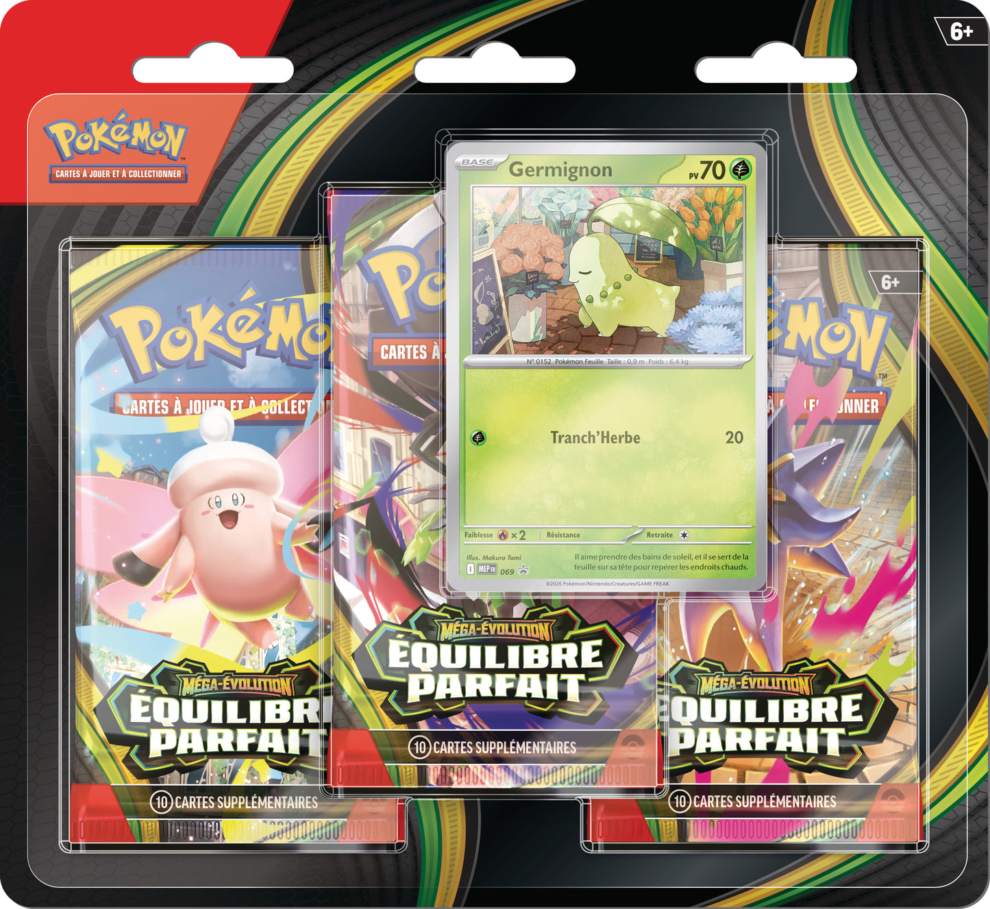 PRÉCOMMANDE - Pokémon JCC : Pack de 3 Boosters ME03 Méga-Évolution Équilibre Parfait (1 pack aléatoire) - FR