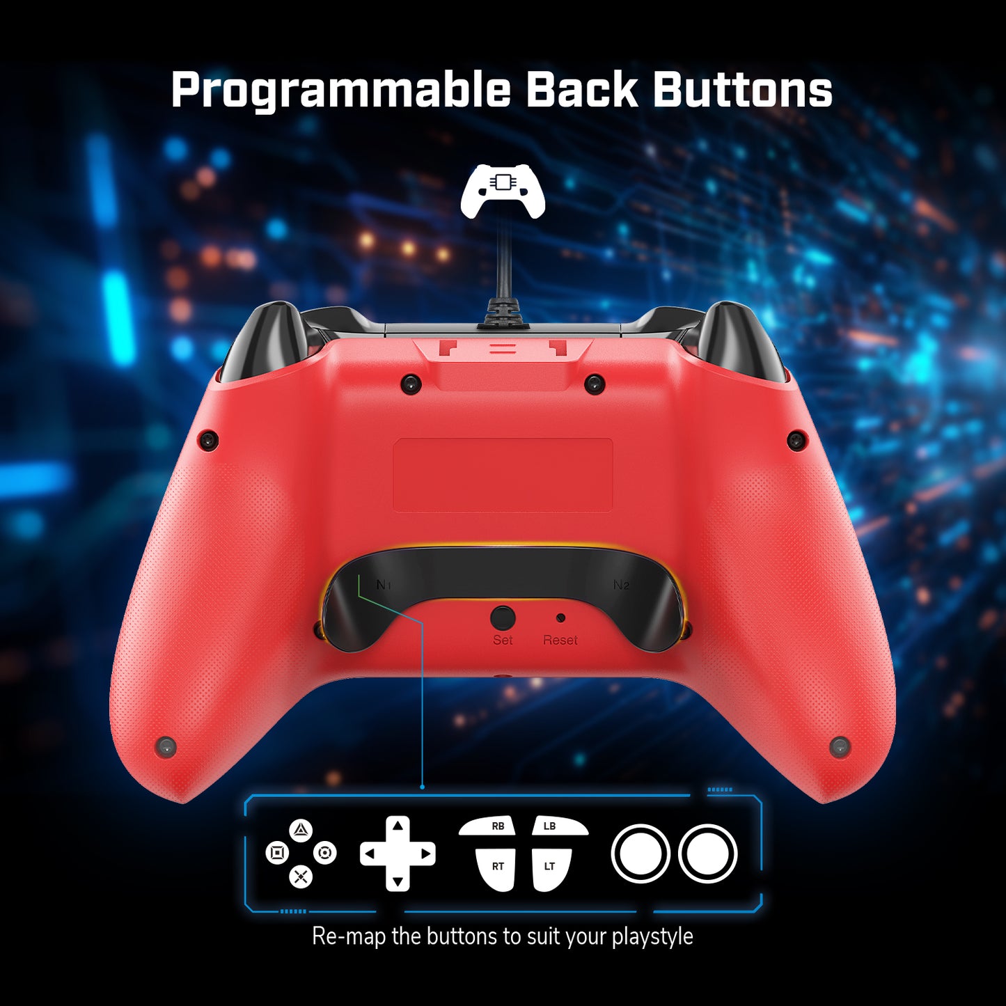 EgoGear Manette filaire SC10 rouge pour PS4, PS3 et PC