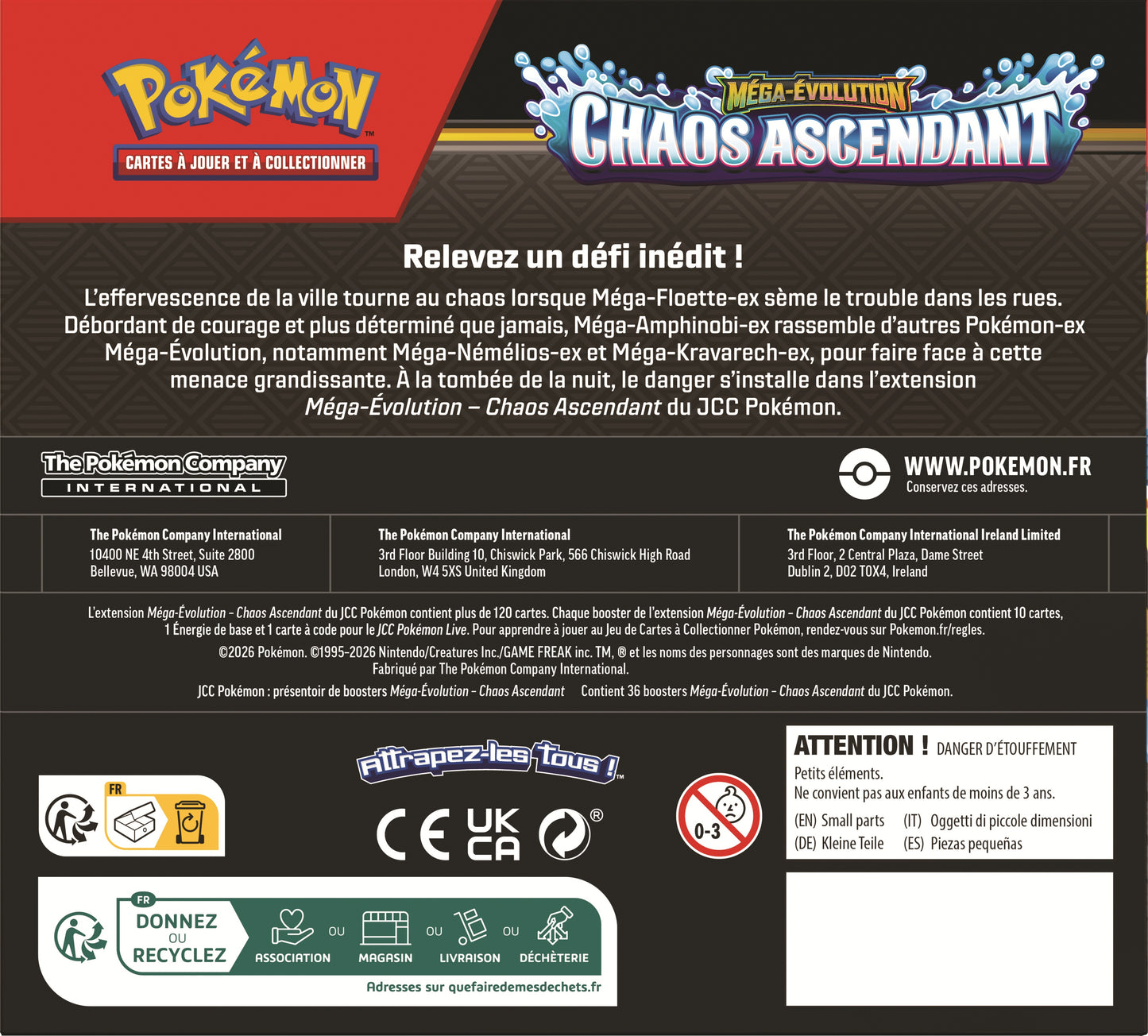 Pokémon JCC : Display x36 Booster ME04 Méga-Évolution Chaos Ascendant - FR