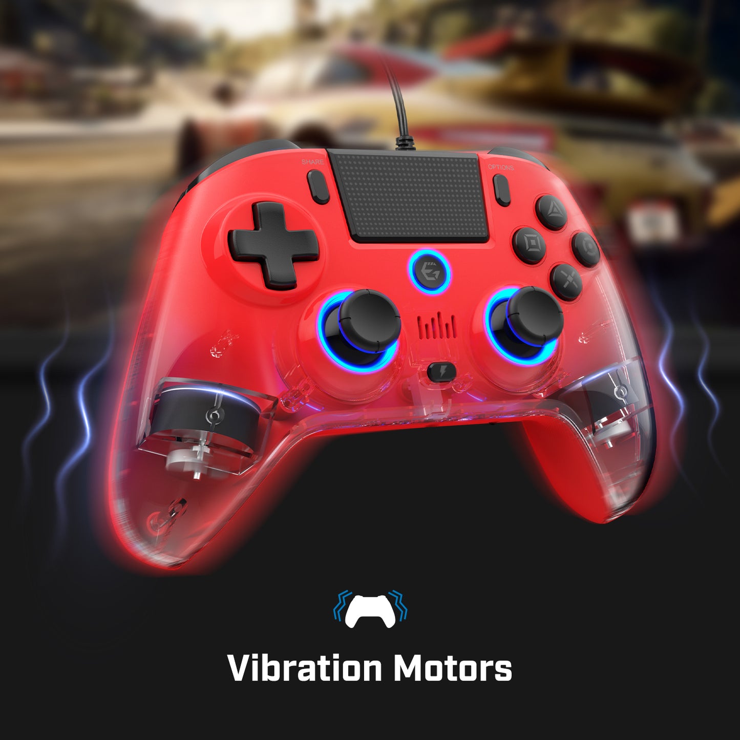 EgoGear Manette filaire SC10 rouge pour PS4, PS3 et PC