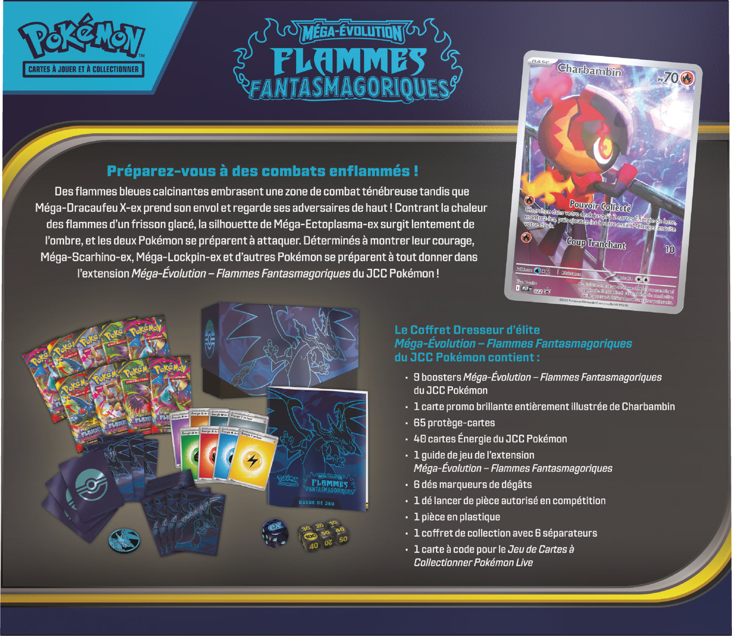 Pokémon JCC : ETB Coffret Dresseur d'Élite ME02 Méga-Évolution Flammes Fantasmagoriques FR