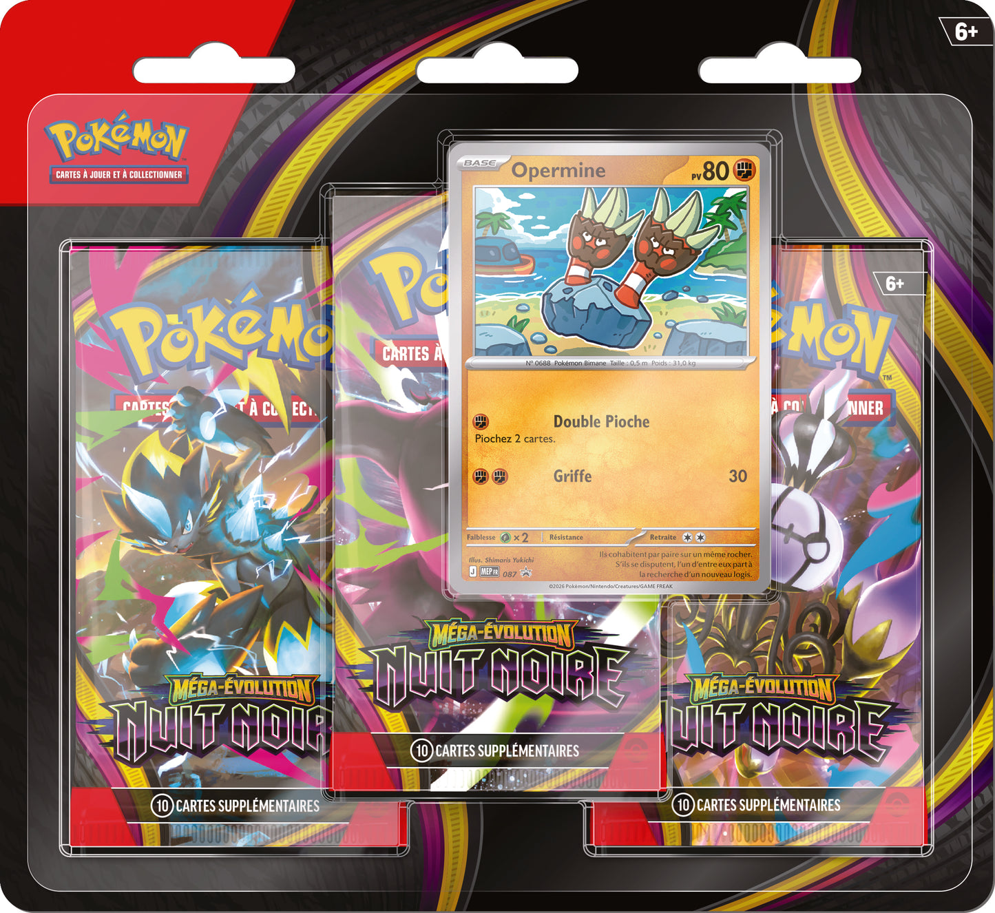 Pokémon JCC - Pack de 3 Boosters ME05 Méga-Évolution Nuit Noire Opermine - FR