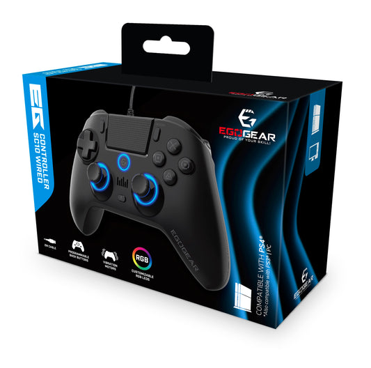 EgoGear Manette filaire SC10 noire pour PS4, PS3 et PC