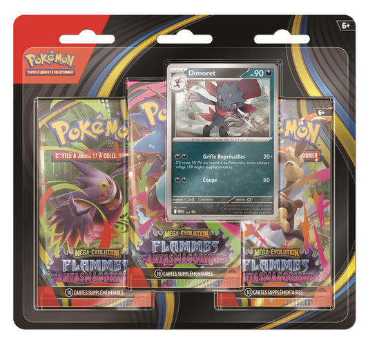 Pokémon JCC Pack Blister de 3 Boosters ME02 Flammes Fantasmagoriques Dimoret FR