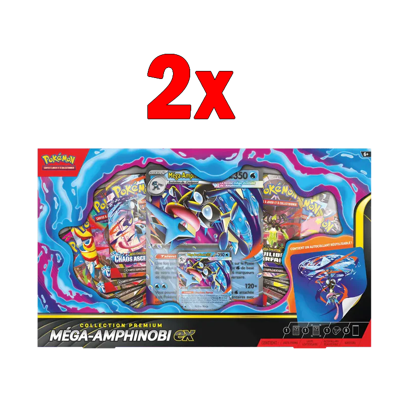 2x Pokémon JCC : Coffret Collection Premium Méga-Amphinobi EX - FR