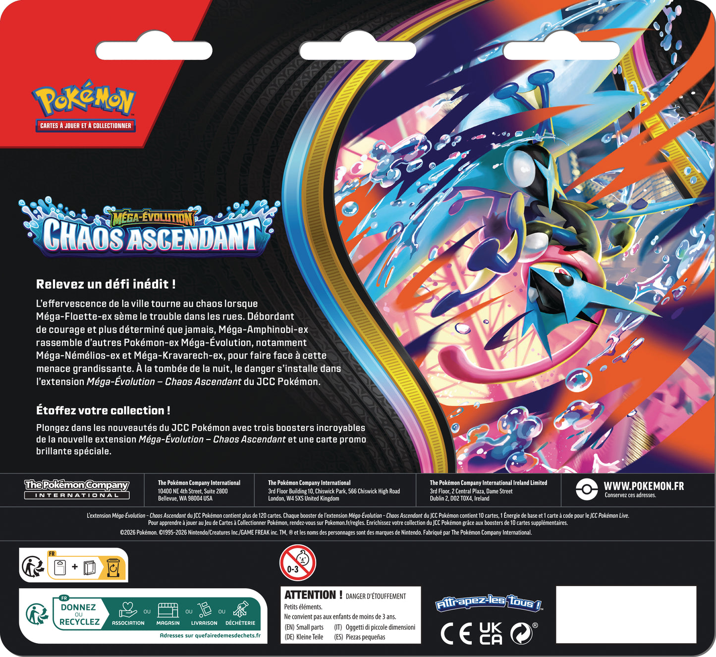 Pokémon JCC - Pack de 3 Boosters ME04 Méga-Évolution Chaos Ascendant Reptincel - FR