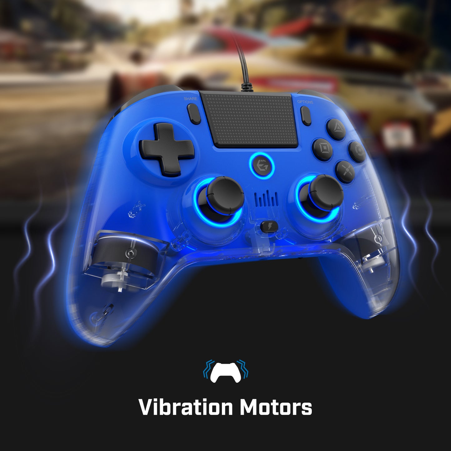 EgoGear Manette filaire SC10 Bleue pour PS4, PS3 et PC
