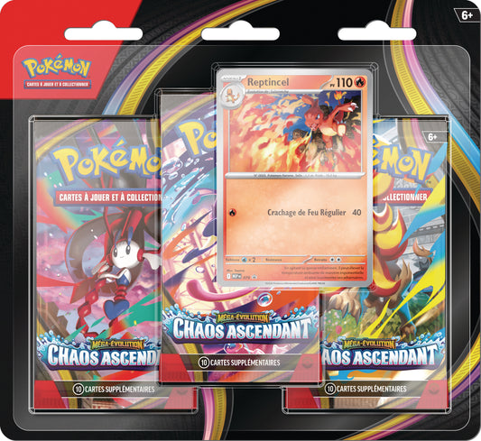 Pokémon JCC - Pack de 3 Boosters ME04 Méga-Évolution Chaos Ascendant Reptincel - FR
