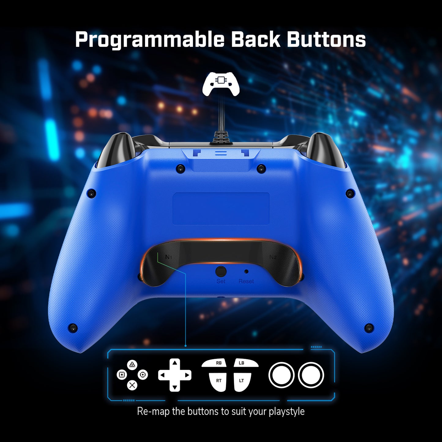 EgoGear Manette filaire SC10 Bleue pour PS4, PS3 et PC