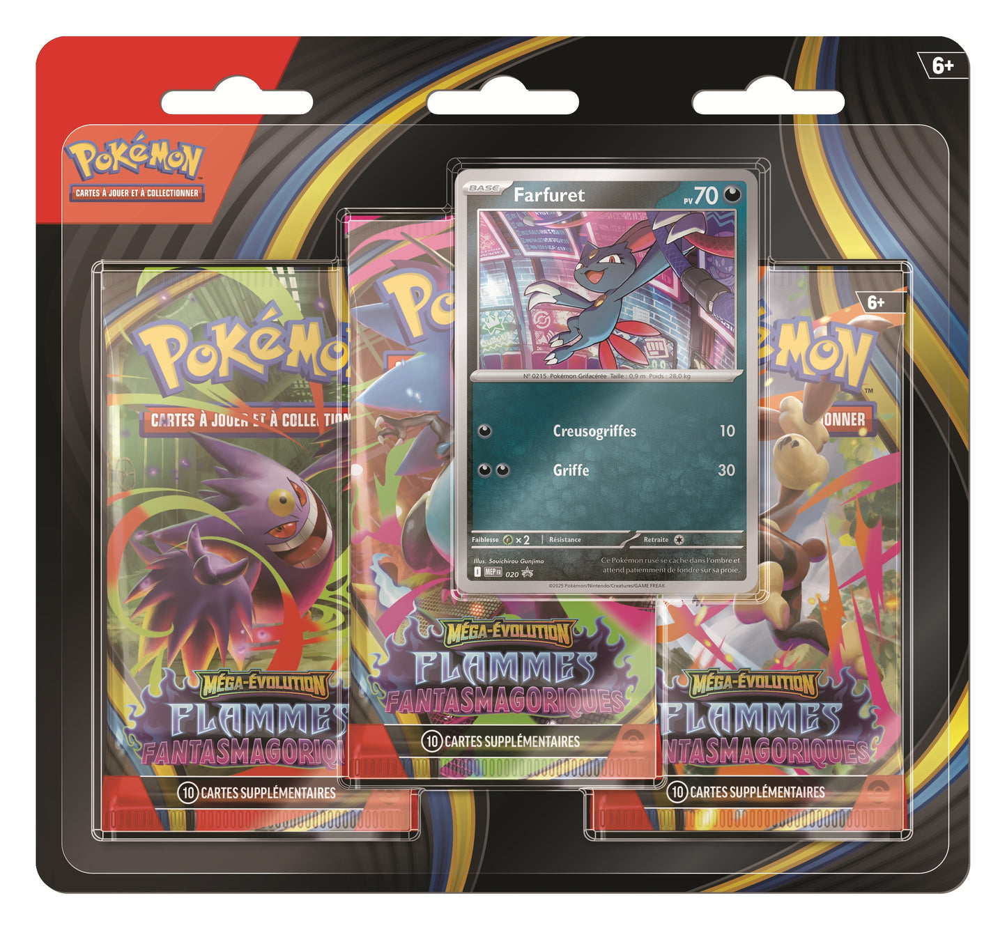 Pokémon JCC Pack Blister de 3 Boosters ME02 Flammes Fantasmagoriques Farfuret FR