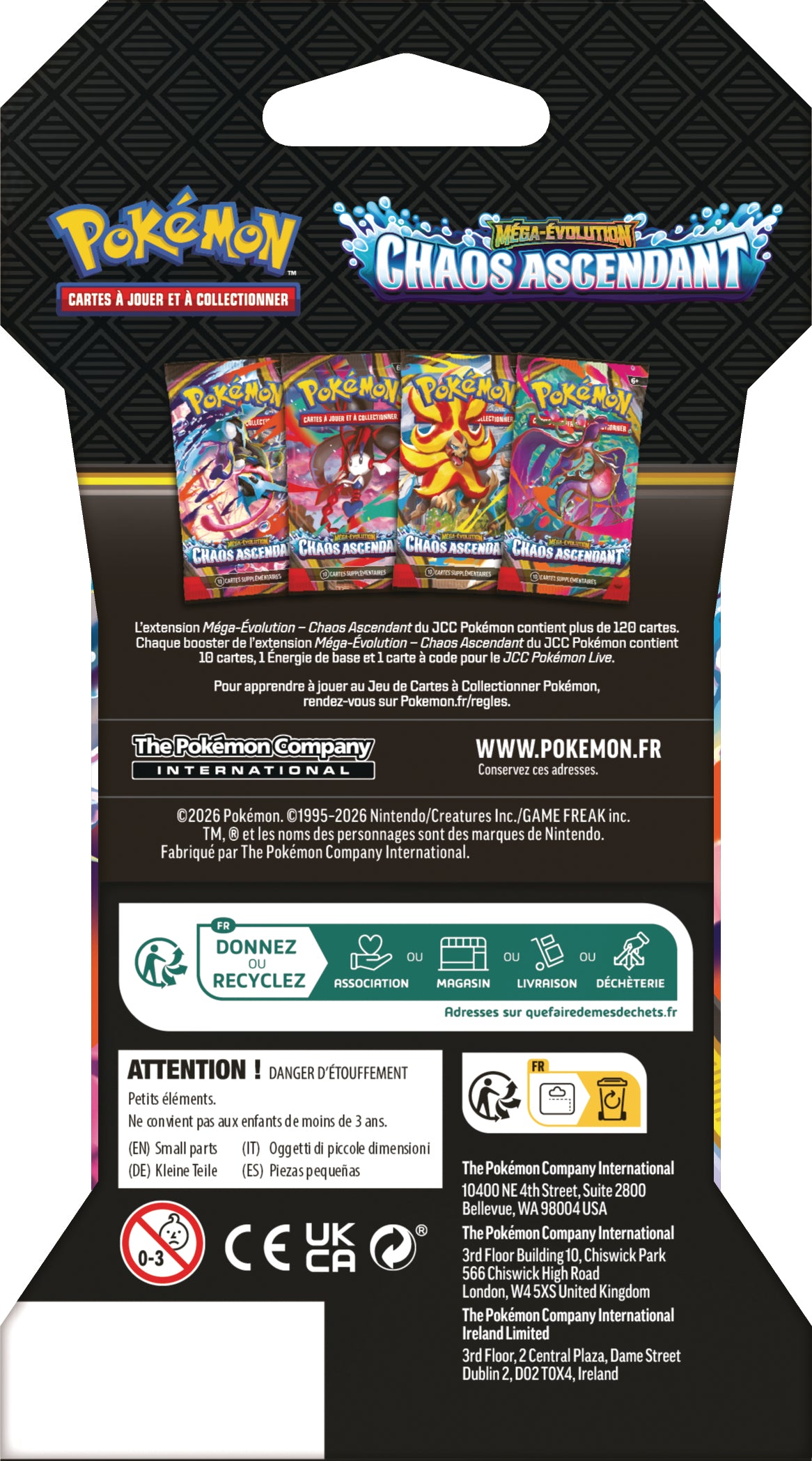 Pokémon JCC Pack de Booster cartonné ME04 Chaos Ascendant (1 Booster aléatoire) - FR