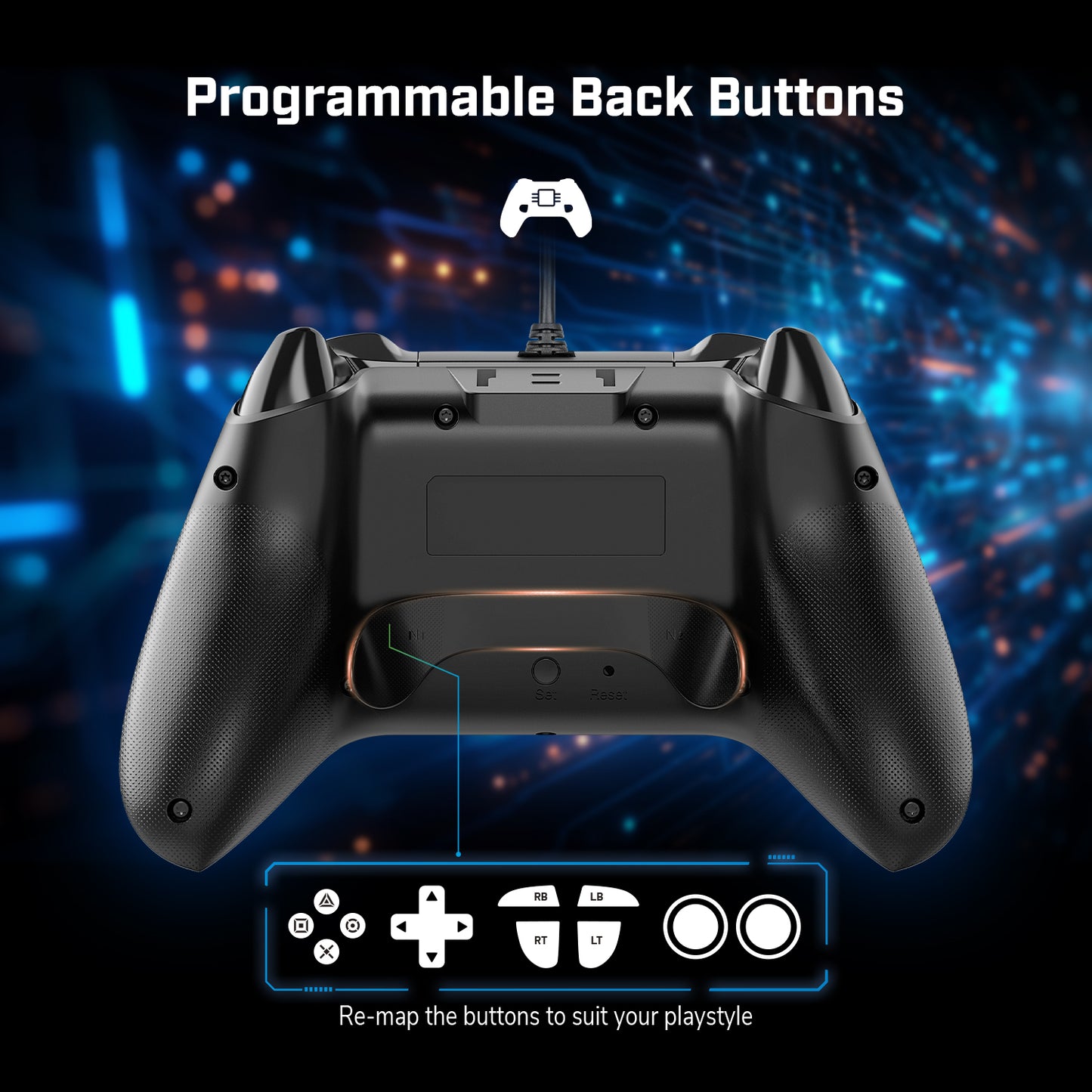 EgoGear Manette filaire SC10 noire pour PS4, PS3 et PC
