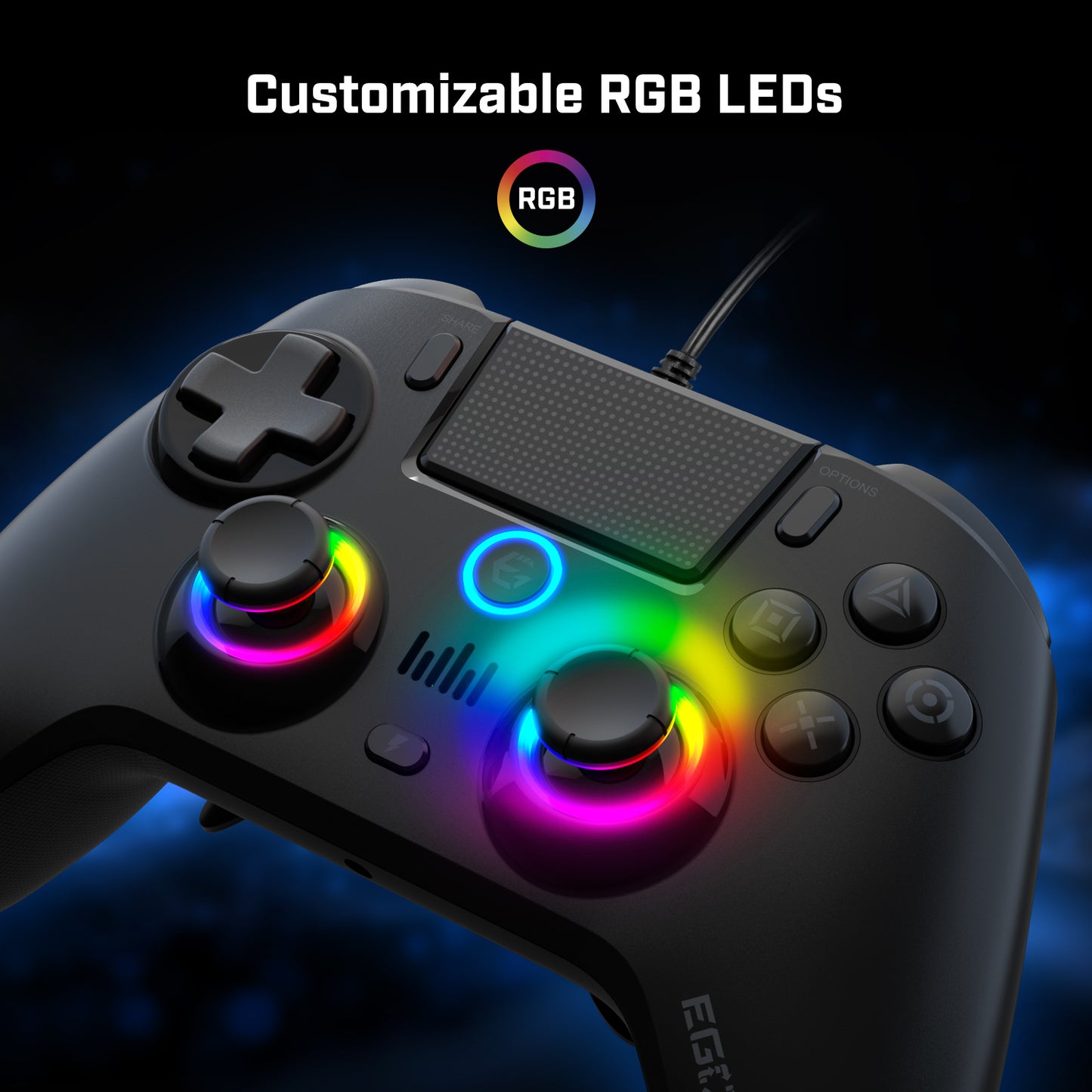 EgoGear Manette filaire SC10 noire pour PS4, PS3 et PC